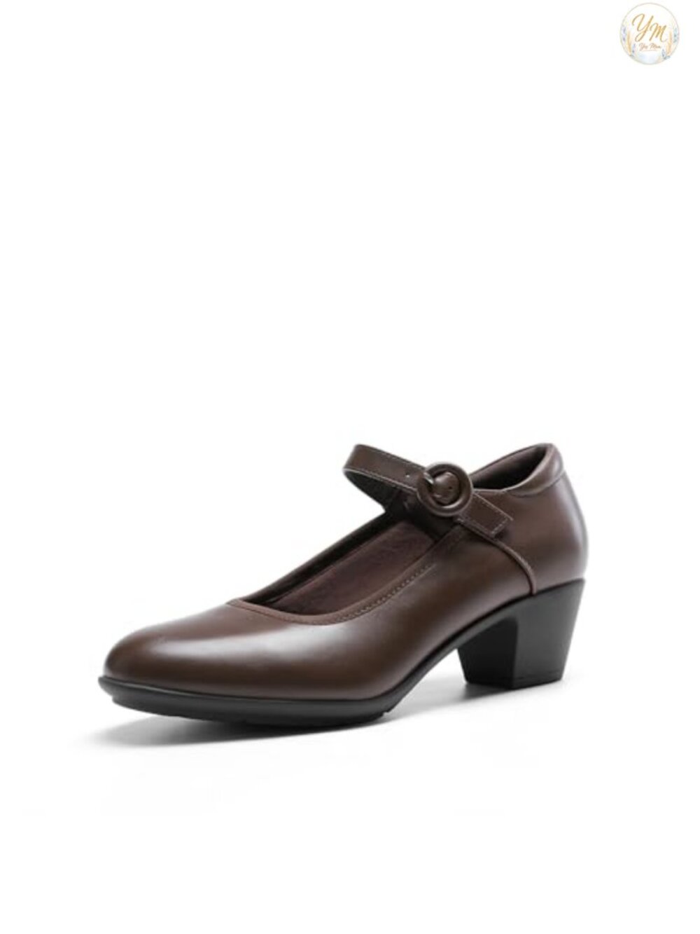 Mary Jane Low Chunky Block Heel Dress Pumps Faux Leather